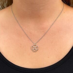 Tiffany & Co Silver Heart Clover Pendant Necklace